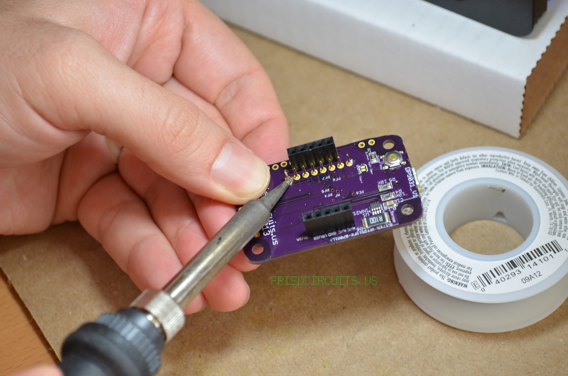 Hold display and solder on side
