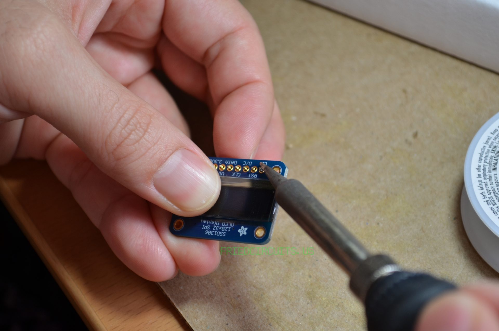 Solder one side of header and check alignment